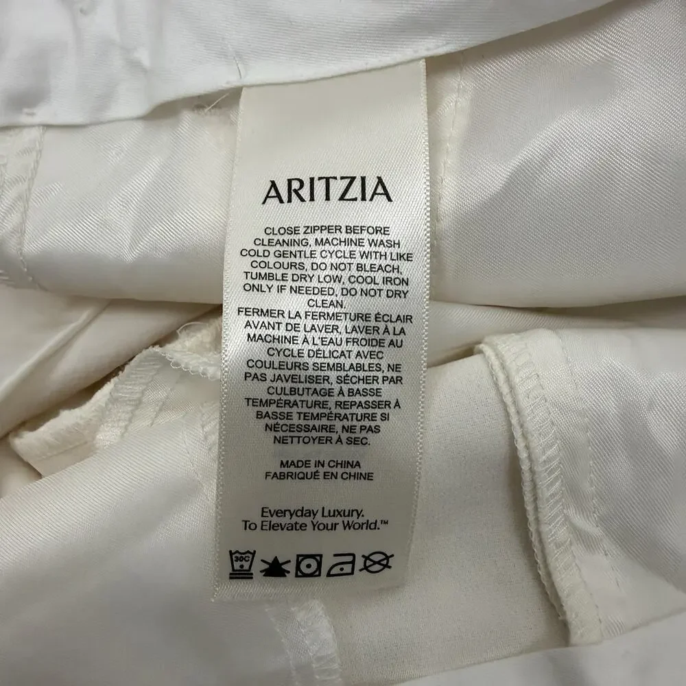 Aritzia Wide Leg Cropped Linen Pants in Light Beige